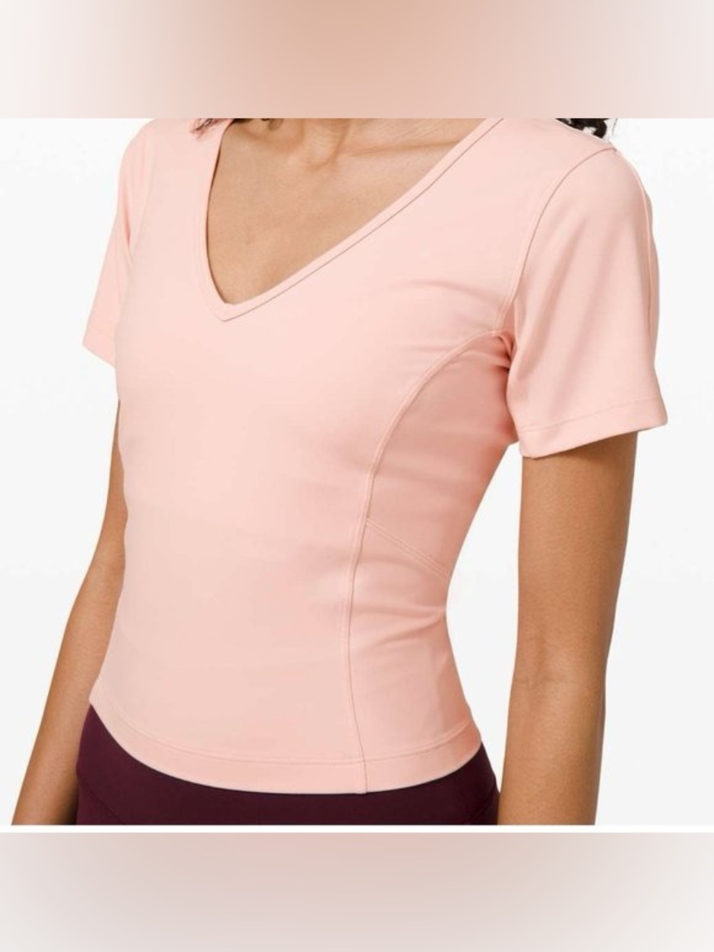 LULULEMON Nulu Cropped Slim Yoga Short Sleeve Pink Mist Size 4